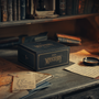 games like hunt a killer — Nutty Orange mystery game box on a candlelit study table