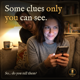 A woman smiles and tilts her phone away from the friend peering over her shoulder: some clues only you can see in The Still Room